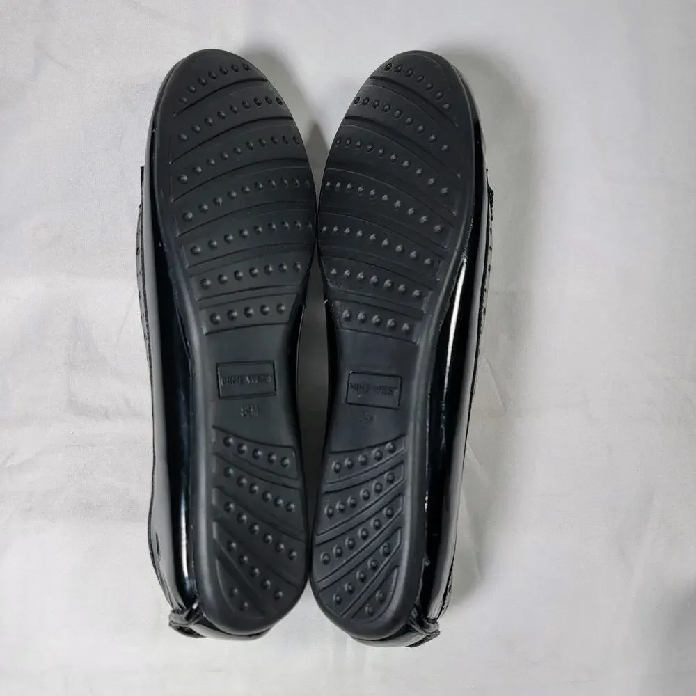 Nine West WNCICI Women 8.5M Black Patent Loafers Ballet Flats Slip On New In Box
